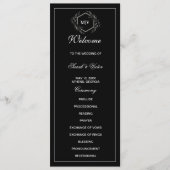 Carte de programme double côté Monogramme noir et  (Devant)