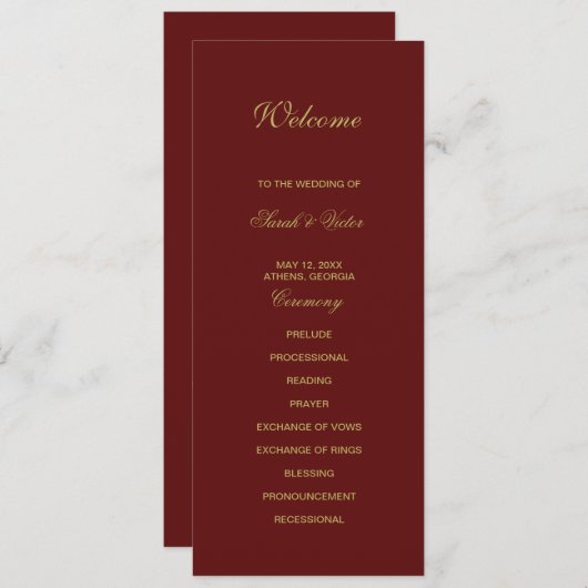 Carte de programme double côté Noël (Devant / Derrière)