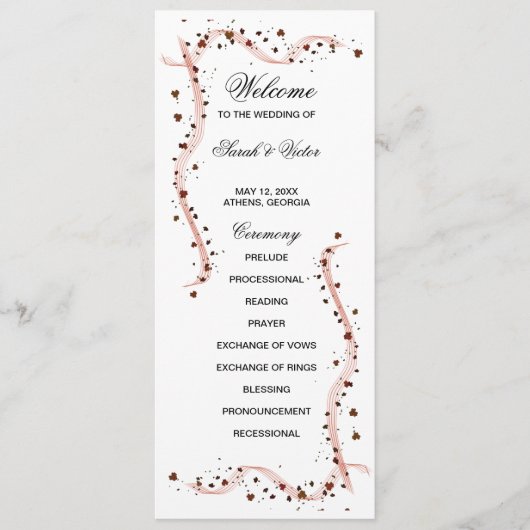 Carte de programme double côté pour fleur ruban à (Devant)