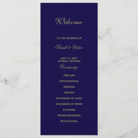 Carte de programme double côté Royal Blue (Devant)