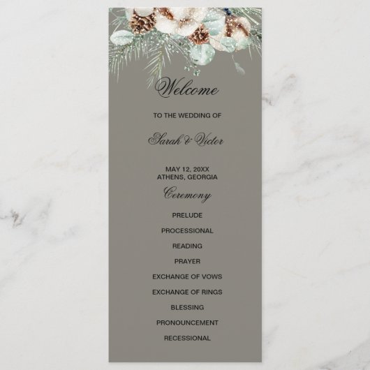 carte de programme double face à motif floral de v (Devant)