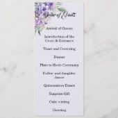 Carte de programme double face lavande pour Quince (Dos)