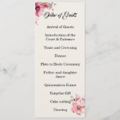 Carte de programme double face rose Quinceanera  (Dos)