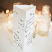 Carte de programme du menu du numéro de table trip