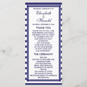 Carte de programme Elégant Mariage nautique