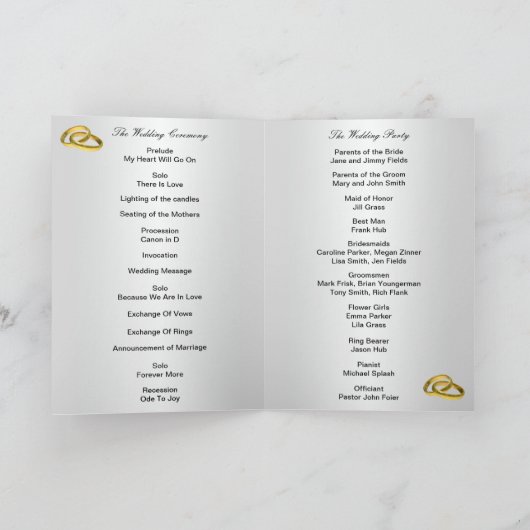 Carte de Programme Elegant Red Roses (Intérieur)