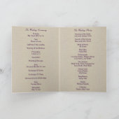 Carte de programme en jute rustique violet pour po (Intérieur)