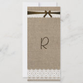 Carte de programme en toile de jute rustique et de (Devant)