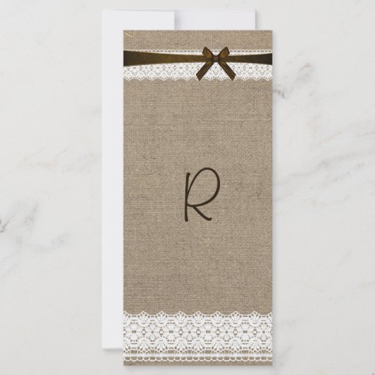 Carte de programme en toile de jute rustique et de (Devant)