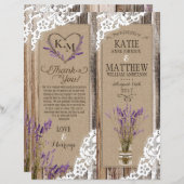 Carte de programme Floral de dentelle de bois rust (Devant / Derrière)