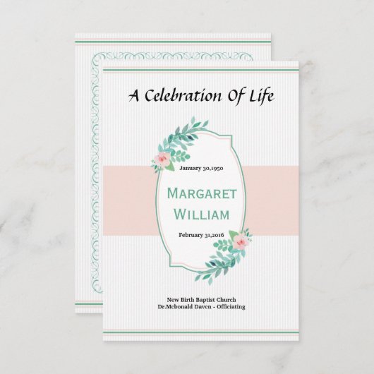 Carte de programme funèbre (Devant / Derrière)