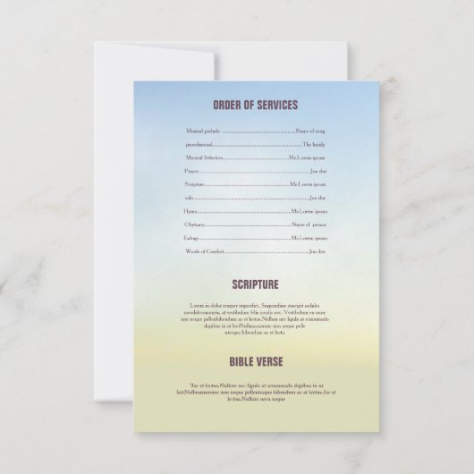 Carte de programme funèbre commémorative (Dos)