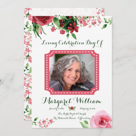 Carte de programme funéraire (Devant / Derrière)