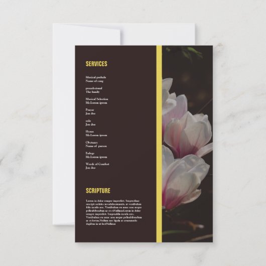 Carte de programme funéraire (Dos)