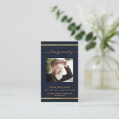 Carte de programme funéraire en or bleu (Debout devant)