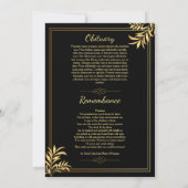 Carte de programme funéraire noir et or (Dos)