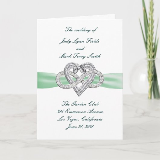 Carte de programme Green Infinity Heart (Devant)