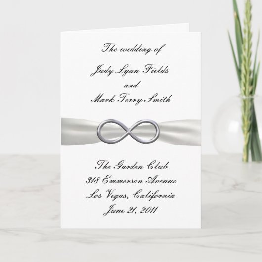 Carte de programme mariage blanc Silver Infinity (Devant)