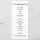 Carte de programme Mariage rustique dans la concep (Dos)