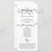 Carte de programme Mariage rustique dans la concep (Devant / Derrière)