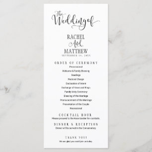 Carte de programme mariage simple et moderne