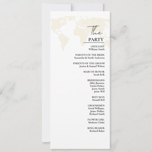 Carte de programme mariage vert de destination (Dos)