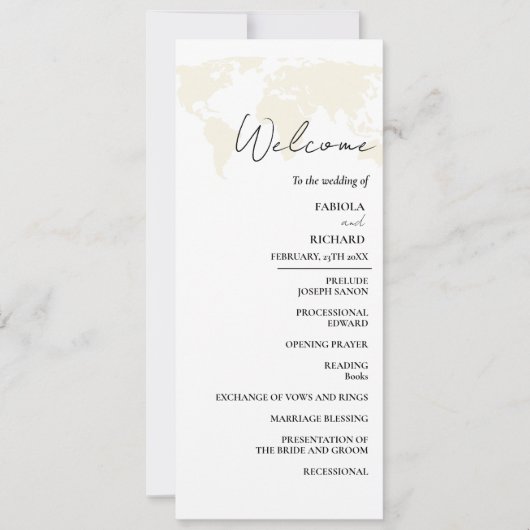 Carte de programme mariage vert de destination (Devant)