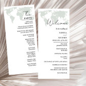 Carte de programme mariage vert de destination
