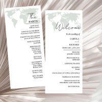 Carte de programme mariage vert de destination