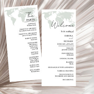 Carte de programme mariage vert de destination