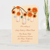 Carte de programme Mason Jars aux fleurs orange (Devant)