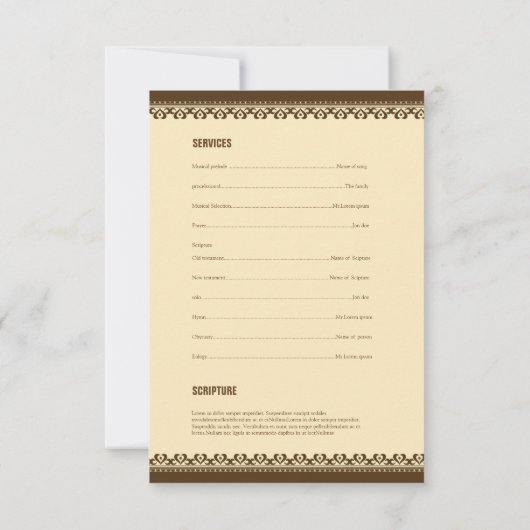 Carte de programme Memorial (Dos)