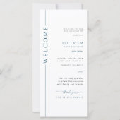 Carte de programme moderne Blue and White Bar Mitz (Devant)