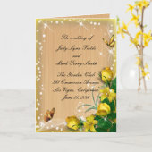 Carte de programme papillon floral jaune rustique  (Fleur jaune)