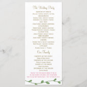 Carte de programme Peony Floral Ordre de service/m (Dos)