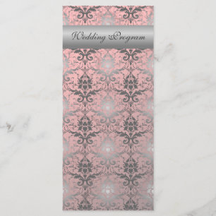 Carte de programme Pink Grunge Mariage damassé