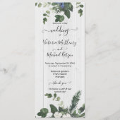 Carte de programme Rustique White Wood Floral & Pi (Devant)