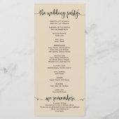 Carte de programme We Do Wedding sur le thème beig (Dos)