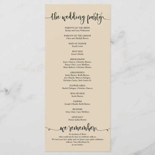 Carte de programme We Do Wedding sur le thème beig (Dos)