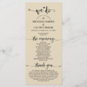 Carte de programme We Do Wedding sur le thème beig (Devant)