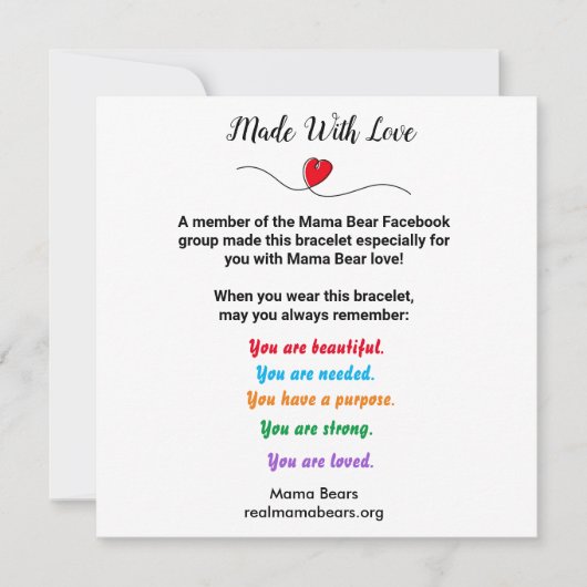 Carte de projet Bracelet (Devant)