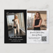 Carte de promo postale à bordure de marbre | Code  (Dos)