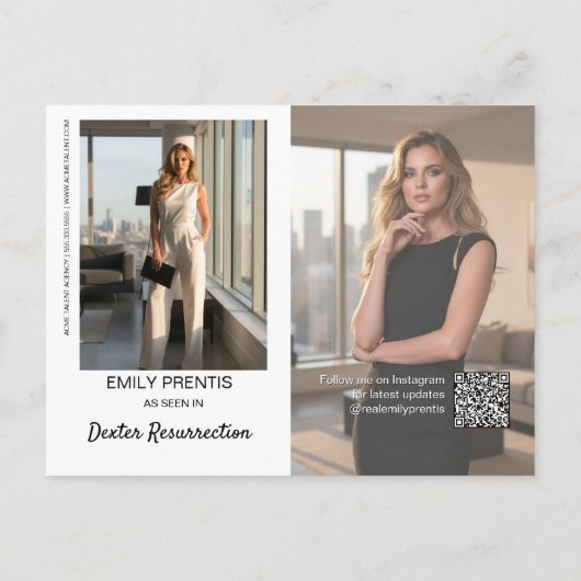 Carte de promotion d'acteur | Carte postale compos (Dos)