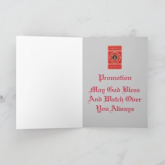 Carte de promotion du lieutenant-pompier (Intérieur)