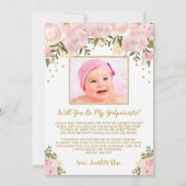 Carte de proposition Blush Pink Gold Floral Godpar (Devant)