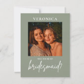 Carte de proposition Boho Sage Green Photo Bridesm (Devant)