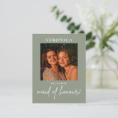 Carte de proposition Boho Sage Green Photo Maid of (Debout devant)