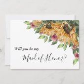 Carte de proposition Boho Sunflower Maid Of Honor (Devant)