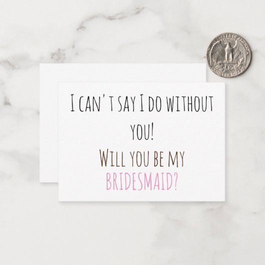 Carte de proposition Bridesmaid (Devant/Arrière en situation)