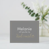 Carte de proposition Bridesmaid Grey et Gold Ring (Debout devant)